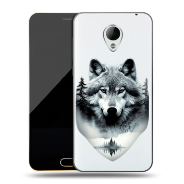 Пластиковый чехол на Meizu M2 Mini с принтом Волк в лесу