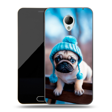 Пластиковый чехол на Meizu M2 Mini с принтом Мопс в шапке