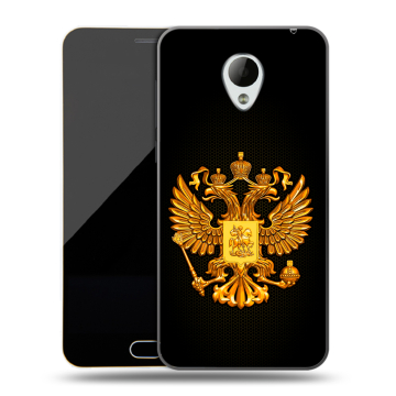 Пластиковый чехол на Meizu M2 Mini с принтом Герб России желтый