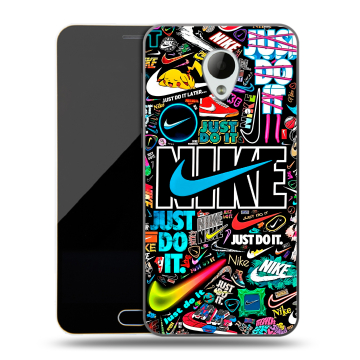 Пластиковый чехол на Meizu M2 Mini с принтом найк nike черный