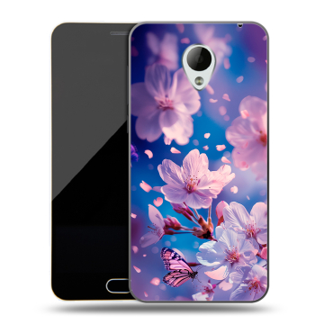 Пластиковый чехол на Meizu M2 Mini с принтом цветы бабочки