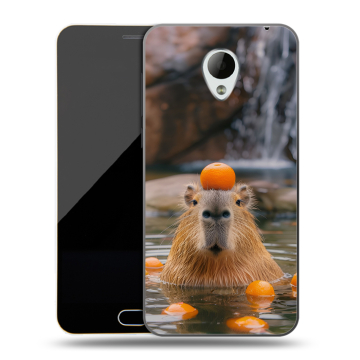 Пластиковый чехол на Meizu M2 Mini с принтом Капибара с апельсином