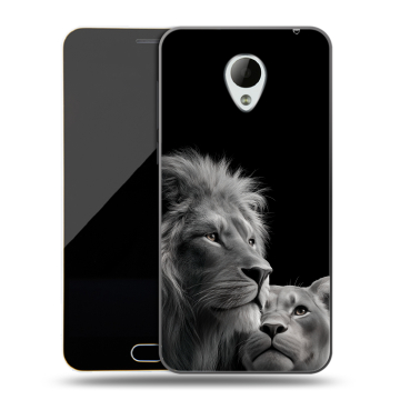 Пластиковый чехол на Meizu M2 Mini с принтом Лев кошки