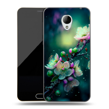 Пластиковый чехол на Meizu M2 Mini с принтом Цветы и мрамор