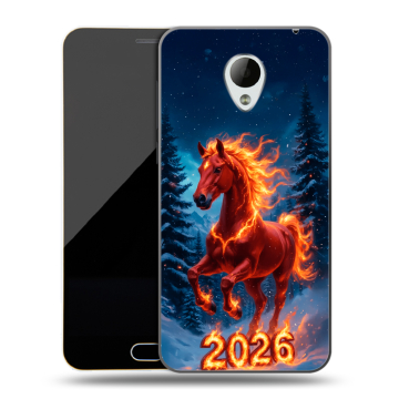 Пластиковый чехол на Meizu M2 Mini с принтом Новый год коня