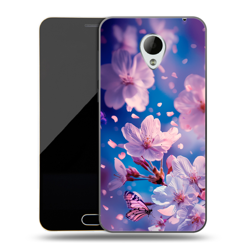 Пластиковый чехол на Meizu M2 Mini с принтом цветы бабочки Пластиковый чехол на Meizu M2 Mini с принтом цветы бабочки