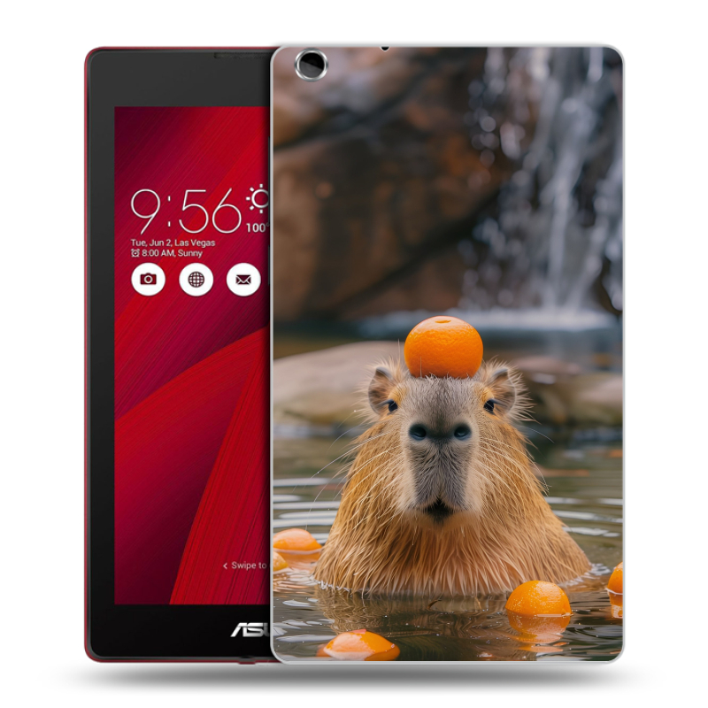 Силиконовый чехол на ASUS ZenPad C 7.0 с принтом Капибара с апельсином Силиконовый чехол на ASUS ZenPad C 7.0 с принтом Капибара с апельсином