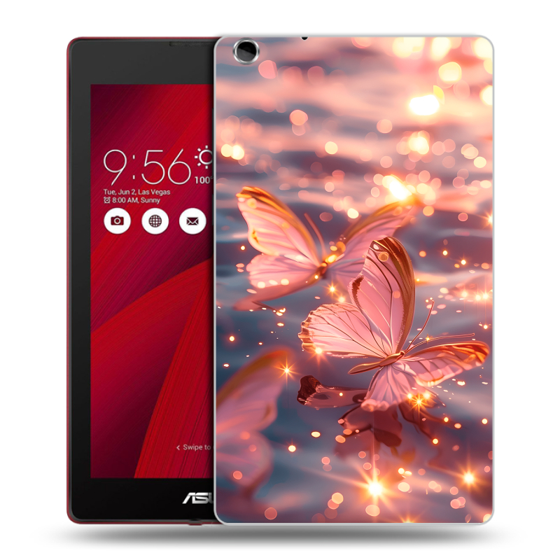 Силиконовый чехол на ASUS ZenPad C 7.0 с принтом бабочки розовые Силиконовый чехол на ASUS ZenPad C 7.0 с принтом бабочки розовые