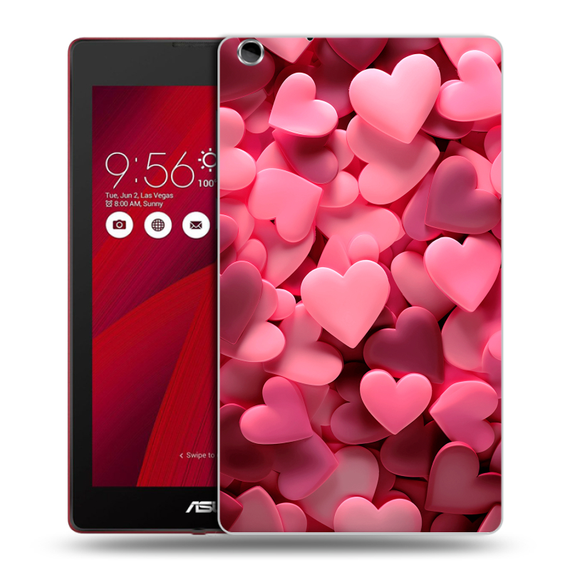 Силиконовый чехол на планшета ASUS ZenPad C 7.0 с принтом розовые сердечки Силиконовый чехол на планшета ASUS ZenPad C 7.0 с принтом розовые сердечки
