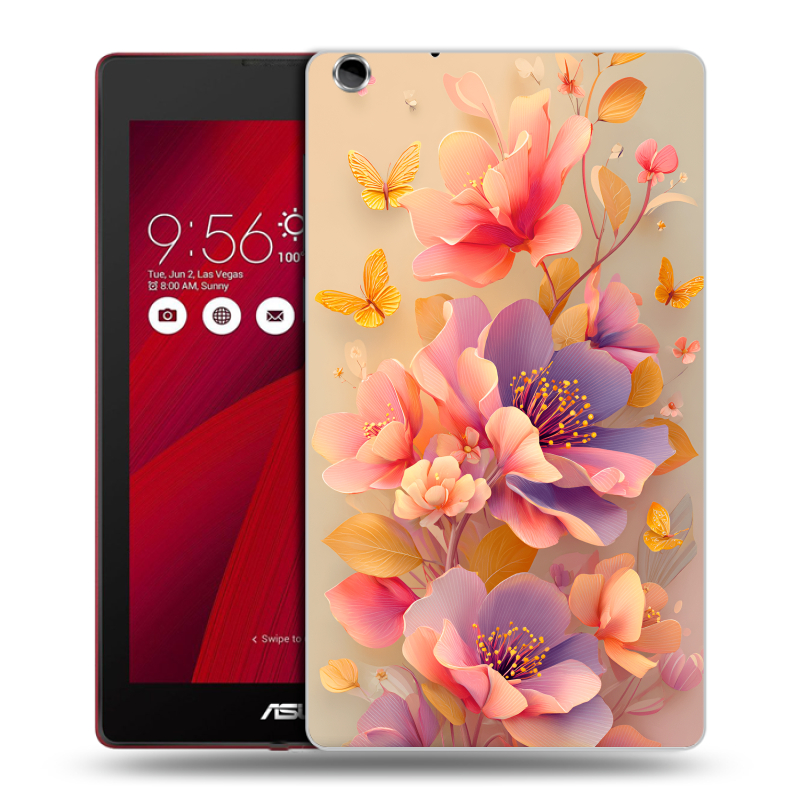 Силиконовый чехол на ASUS ZenPad C 7.0 с принтом Цветы и бабочки Силиконовый чехол на ASUS ZenPad C 7.0 с принтом Цветы и бабочки