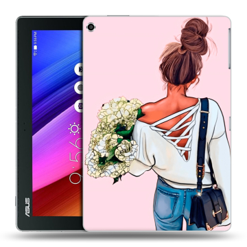 Силиконовый чехол на планшета ASUS ZenPad 10 с принтом Девушка и букет Силиконовый чехол на планшета ASUS ZenPad 10 с принтом Девушка и букет