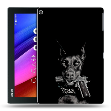 Силиконовый чехол на планшета ASUS ZenPad 10 с принтом Доберман и пистолет Силиконовый чехол на планшета ASUS ZenPad 10 с принтом Доберман и пистолет
