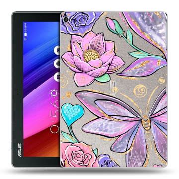 Силиконовый чехол на ASUS ZenPad 10 с принтом Бабочки и цветы Силиконовый чехол на ASUS ZenPad 10 с принтом Бабочки и цветы