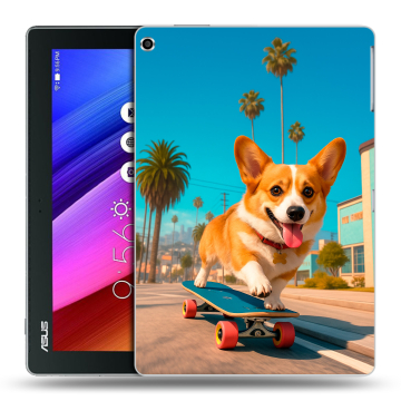 Силиконовый чехол на ASUS ZenPad 10 с принтом Корги на скейте Силиконовый чехол на ASUS ZenPad 10 с принтом Корги на скейте