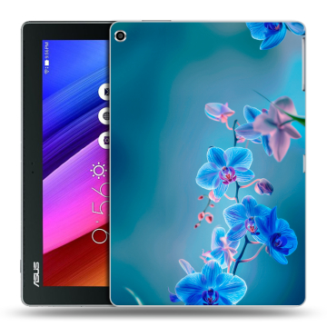 Силиконовый чехол на ASUS ZenPad 10 с принтом Голубые цветы Силиконовый чехол на ASUS ZenPad 10 с принтом Голубые цветы