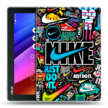 Силиконовый чехол на ASUS ZenPad 10 с принтом найк nike черный