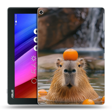 Силиконовый чехол на ASUS ZenPad 10 с принтом Капибара с апельсином