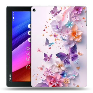 Силиконовый чехол на ASUS ZenPad 10 с принтом цветы бабочки Силиконовый чехол на ASUS ZenPad 10 с принтом цветы бабочки