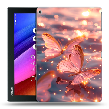 Силиконовый чехол на ASUS ZenPad 10 с принтом бабочки розовые Силиконовый чехол на ASUS ZenPad 10 с принтом бабочки розовые