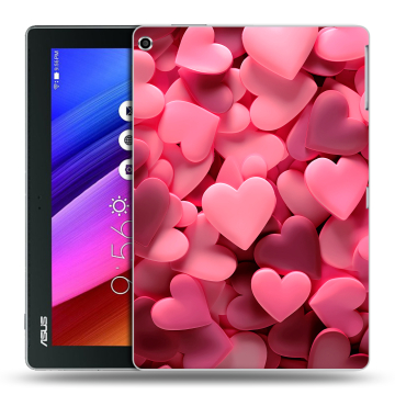 Силиконовый чехол на ASUS ZenPad 10 с принтом розовые сердечки Силиконовый чехол на ASUS ZenPad 10 с принтом розовые сердечки