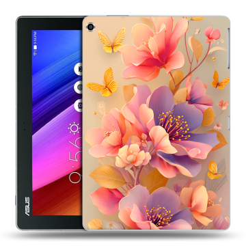 Силиконовый чехол на ASUS ZenPad 10 с принтом Цветы и бабочки