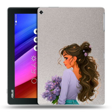 Силиконовый чехол на ASUS ZenPad 10 с принтом девушка цветы