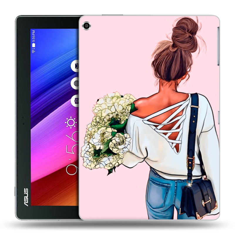 Силиконовый чехол на ASUS ZenPad 10 с принтом Девушка и букет Силиконовый чехол на ASUS ZenPad 10 с принтом Девушка и букет