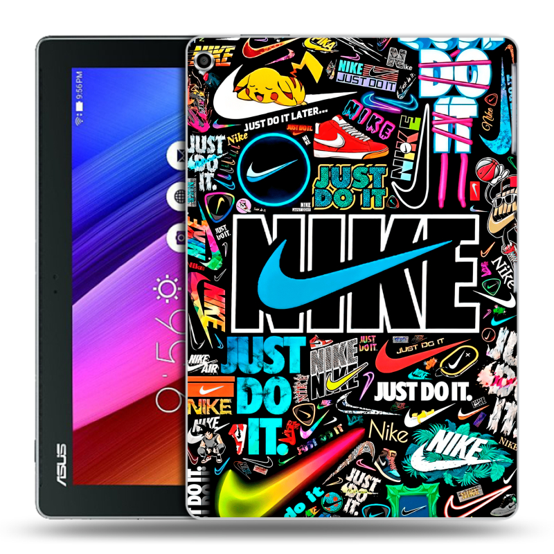 Силиконовый чехол на ASUS ZenPad 10 с принтом найк nike черный Силиконовый чехол на ASUS ZenPad 10 с принтом найк nike черный