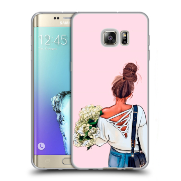 Пластиковый чехол на Samsung Galaxy S6 Edge Plus с принтом Девушка и букет Пластиковый чехол на Samsung Galaxy S6 Edge Plus с принтом Девушка и букет