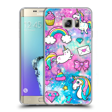 Пластиковый чехол на Samsung Galaxy S6 Edge Plus с принтом Единороги