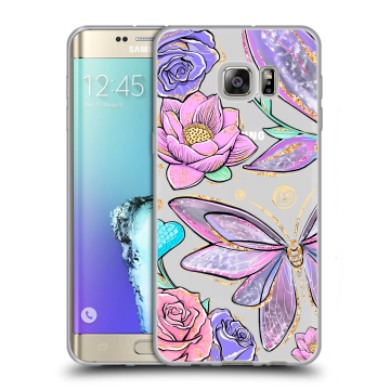 Пластиковый чехол на Samsung Galaxy S6 Edge Plus с принтом Бабочки и цветы