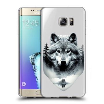 Пластиковый чехол на Samsung Galaxy S6 Edge Plus с принтом Волк в лесу