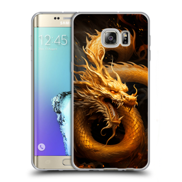 Пластиковый чехол на Samsung Galaxy S6 Edge Plus с принтом Золотой дракон
