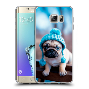 Пластиковый чехол на Samsung Galaxy S6 Edge Plus с принтом Мопс в шапке