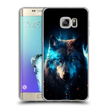 Пластиковый чехол на Samsung Galaxy S6 Edge Plus с принтом Волк ночной
