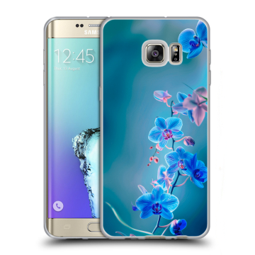 Пластиковый чехол на Samsung Galaxy S6 Edge Plus с принтом Голубые цветы Пластиковый чехол на Samsung Galaxy S6 Edge Plus с принтом Голубые цветы
