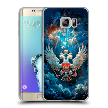 Пластиковый чехол на Samsung Galaxy S6 Edge Plus с принтом Герб флаг России
