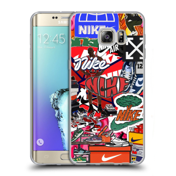 Пластиковый чехол на Samsung Galaxy S6 Edge Plus с принтом Найк Nike яркий