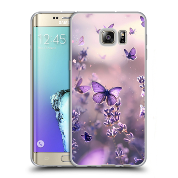 Пластиковый чехол на Samsung Galaxy S6 Edge Plus с принтом бабочки и лаванда Пластиковый чехол на Samsung Galaxy S6 Edge Plus с принтом бабочки и лаванда