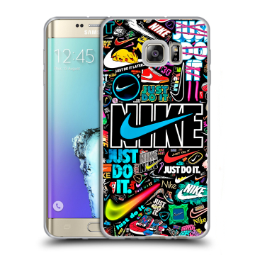 Пластиковый чехол на Samsung Galaxy S6 Edge Plus с принтом найк nike черный