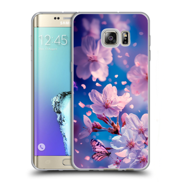 Пластиковый чехол на Samsung Galaxy S6 Edge Plus с принтом цветы бабочки