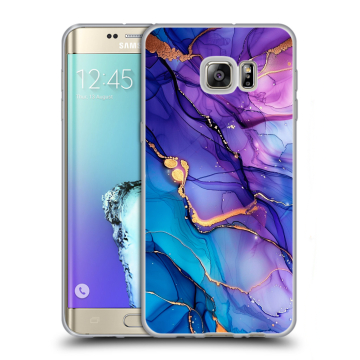 Пластиковый чехол на Samsung Galaxy S6 Edge Plus с принтом синий мрамор