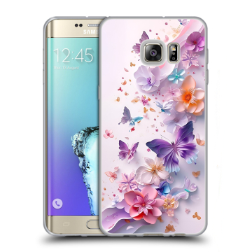 Пластиковый чехол на Samsung Galaxy S6 Edge Plus с принтом цветы бабочки