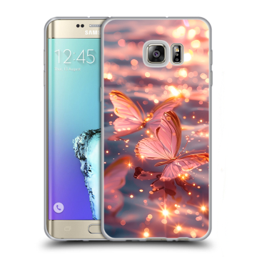 Пластиковый чехол на Samsung Galaxy S6 Edge Plus с принтом бабочки розовые Пластиковый чехол на Samsung Galaxy S6 Edge Plus с принтом бабочки розовые