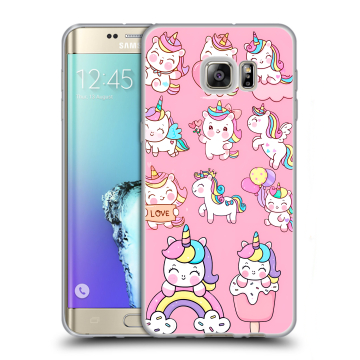 Пластиковый чехол на Samsung Galaxy S6 Edge Plus с принтом Единороги и радуга Пластиковый чехол на Samsung Galaxy S6 Edge Plus с принтом Единороги и радуга