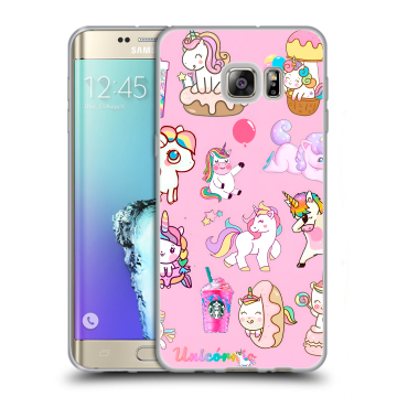 Пластиковый чехол на Samsung Galaxy S6 Edge Plus с принтом розовые единороги Пластиковый чехол на Samsung Galaxy S6 Edge Plus с принтом розовые единороги