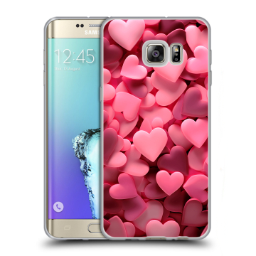 Пластиковый чехол на Samsung Galaxy S6 Edge Plus с принтом розовые сердечки