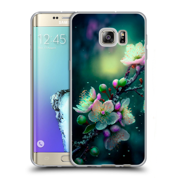 Пластиковый чехол на Samsung Galaxy S6 Edge Plus с принтом Цветы и мрамор