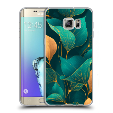Пластиковый чехол на Samsung Galaxy S6 Edge Plus с принтом Листья и золото Пластиковый чехол на Samsung Galaxy S6 Edge Plus с принтом Листья и золото