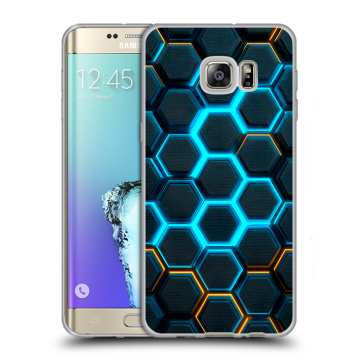 Пластиковый чехол на Samsung Galaxy S6 Edge Plus с принтом Неоновые соты Пластиковый чехол на Samsung Galaxy S6 Edge Plus с принтом Неоновые соты